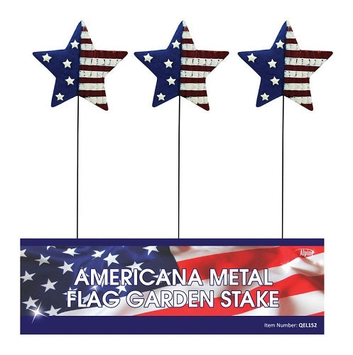 Alpine 24" Metal USA Star Garden Stakes QEL152 - Box of 18