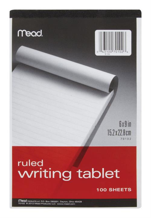 Mead 6" X 9" Ruled Writing Pad 70102 - Box of 12