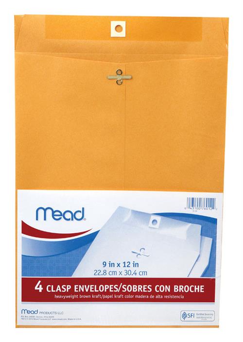 Mead 9" X 12" Clasp Manilla Envelopes 4-Pack 76012 - Box of 12