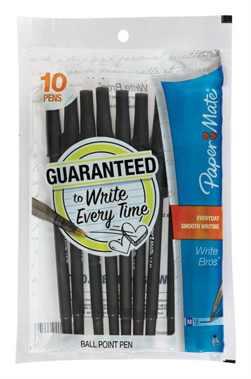 Papermate Write Bros Black Ball Point Pen 10-Pack 9333499 - Box of 12