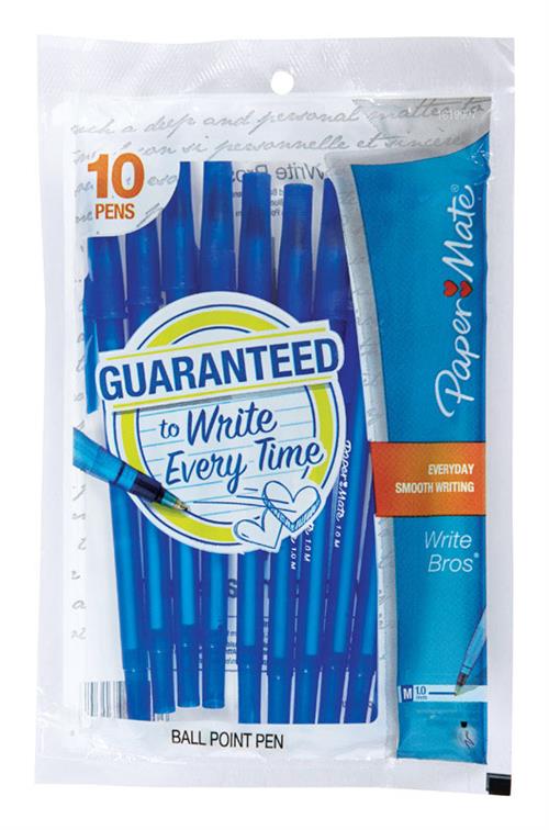 Papermate Write Bros Blue Ball Point Pen 10-Pack 9313499 - Box of 12