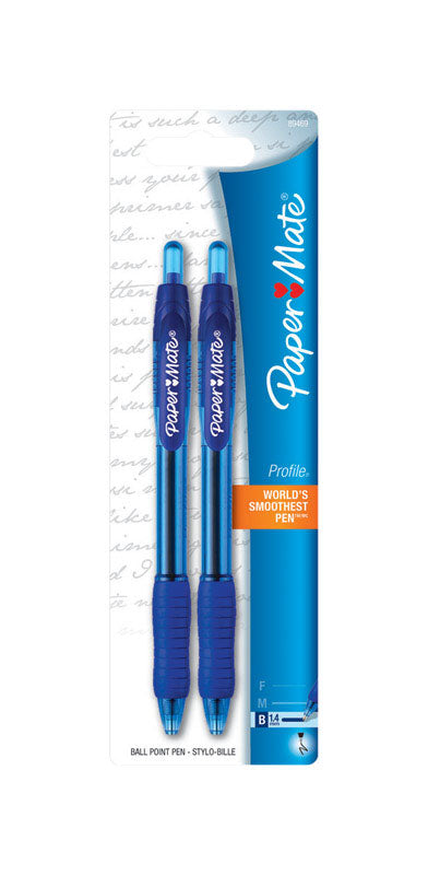 Papermate Profile Blue Retractable Ball Point Pen 2-Pack 89469 - Box of 12