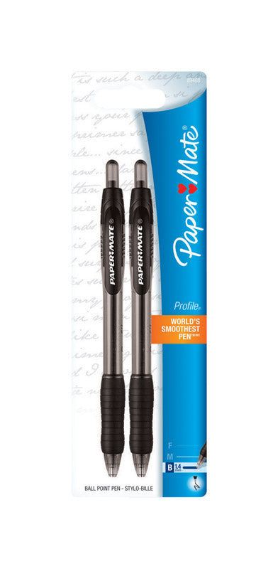 Papermate Profile Black Retractable Ball Point Pen 2-Pack 89468 - Box of 6