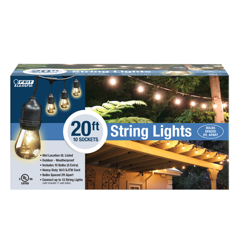 Feit Electric Incandescent String Light Set Clear 20 ft. 10-Light 72034